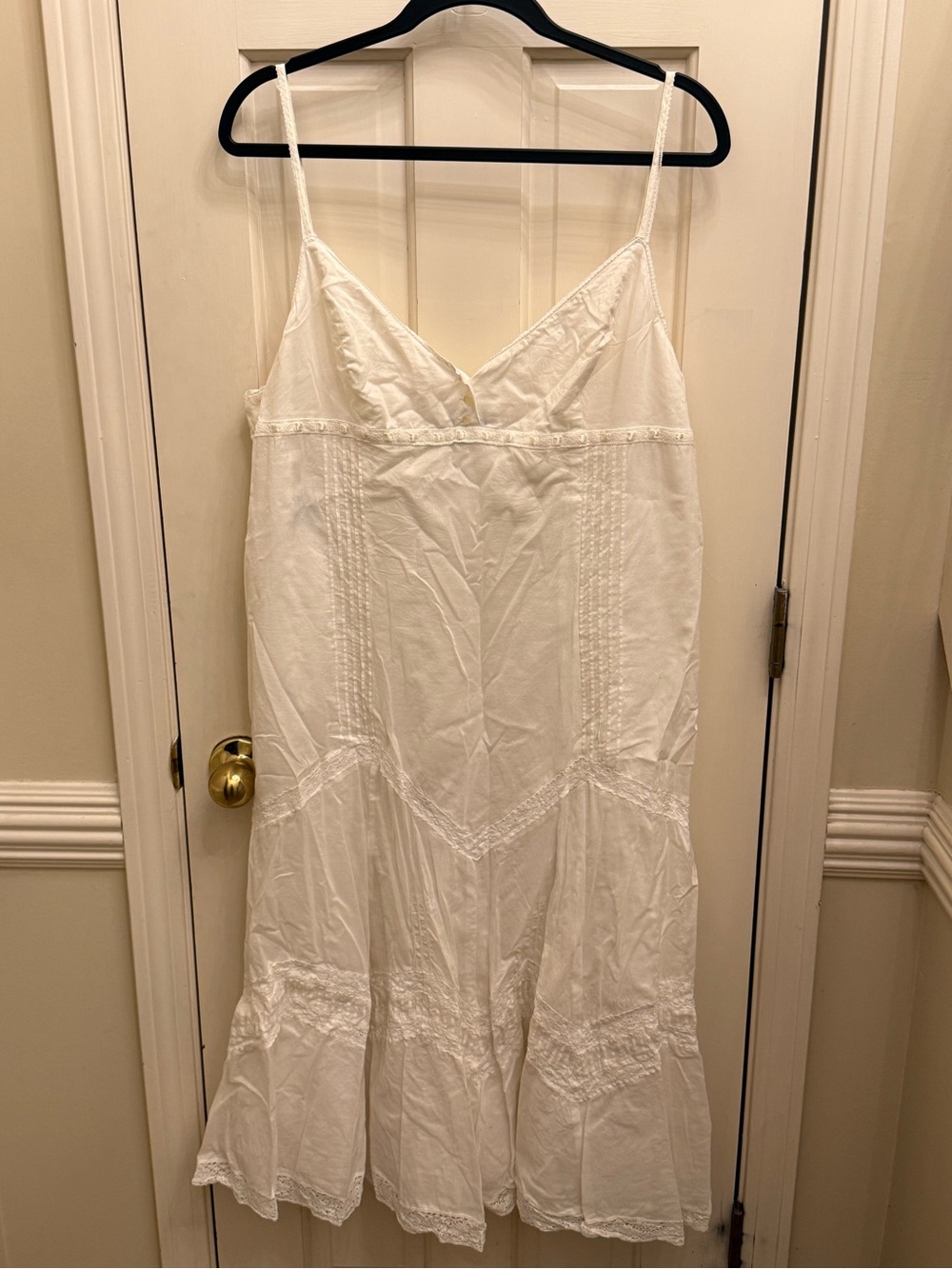 Lauren Ralph Lauren White Lace Trim Midi Dress Size 16